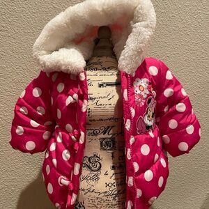 NWOT Disney Polka Dot Minnie Mouse PufferJacket Size 0-6